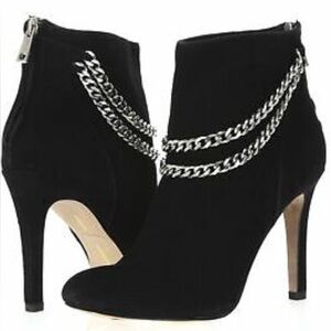 Dolce Vita Kendal Suede & Chain Stiletto Black Booties Boots, Women's Size 7